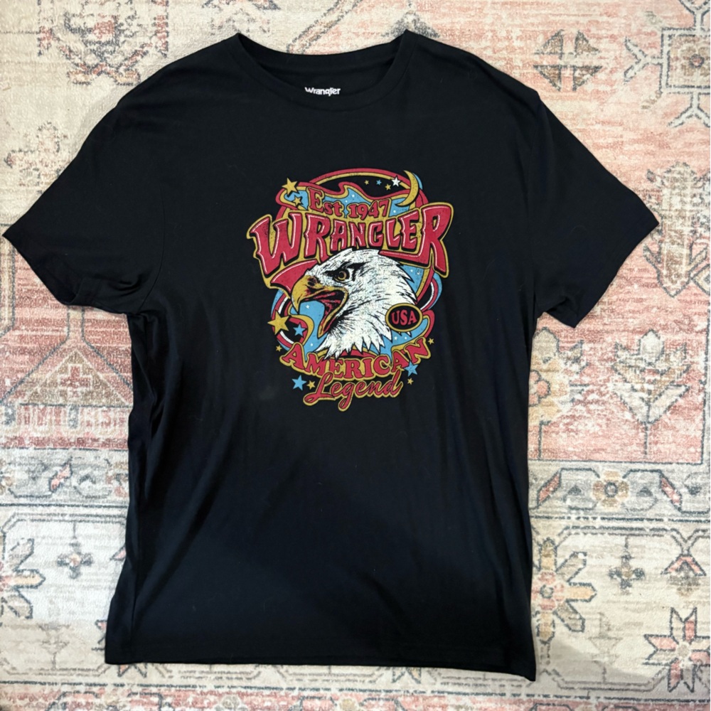 NWOT Men’s Wrangler Black Wrangler Graphic T-Shirt size Large